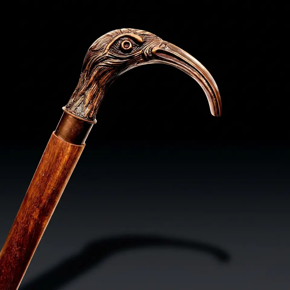 Brass Flamingo Handle Rosewood Walking Stick