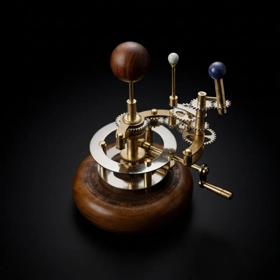 Brass Solar System Orrery, Shelf Display
