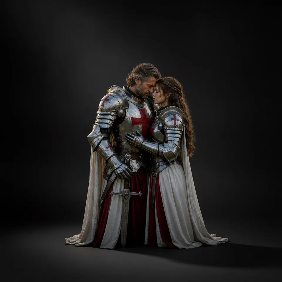 Medieval Templar Knight Armor with Cloth and Crusader Gothic LARP