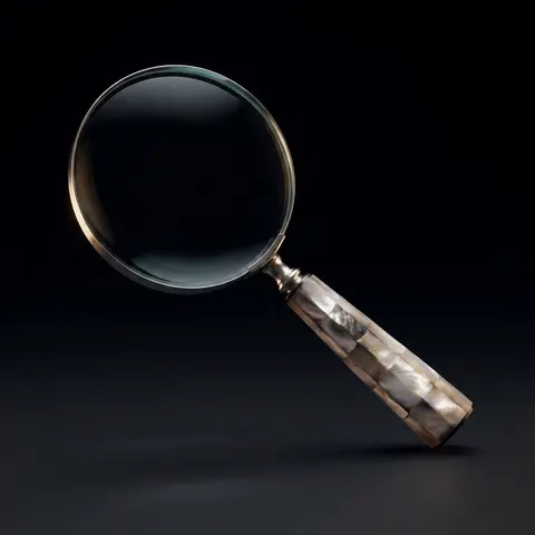 Brass Frame Handheld Magnifier 4" with Mother of Pearl Handle view 1