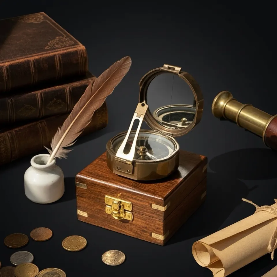 Brunton Compass, Wooden Box