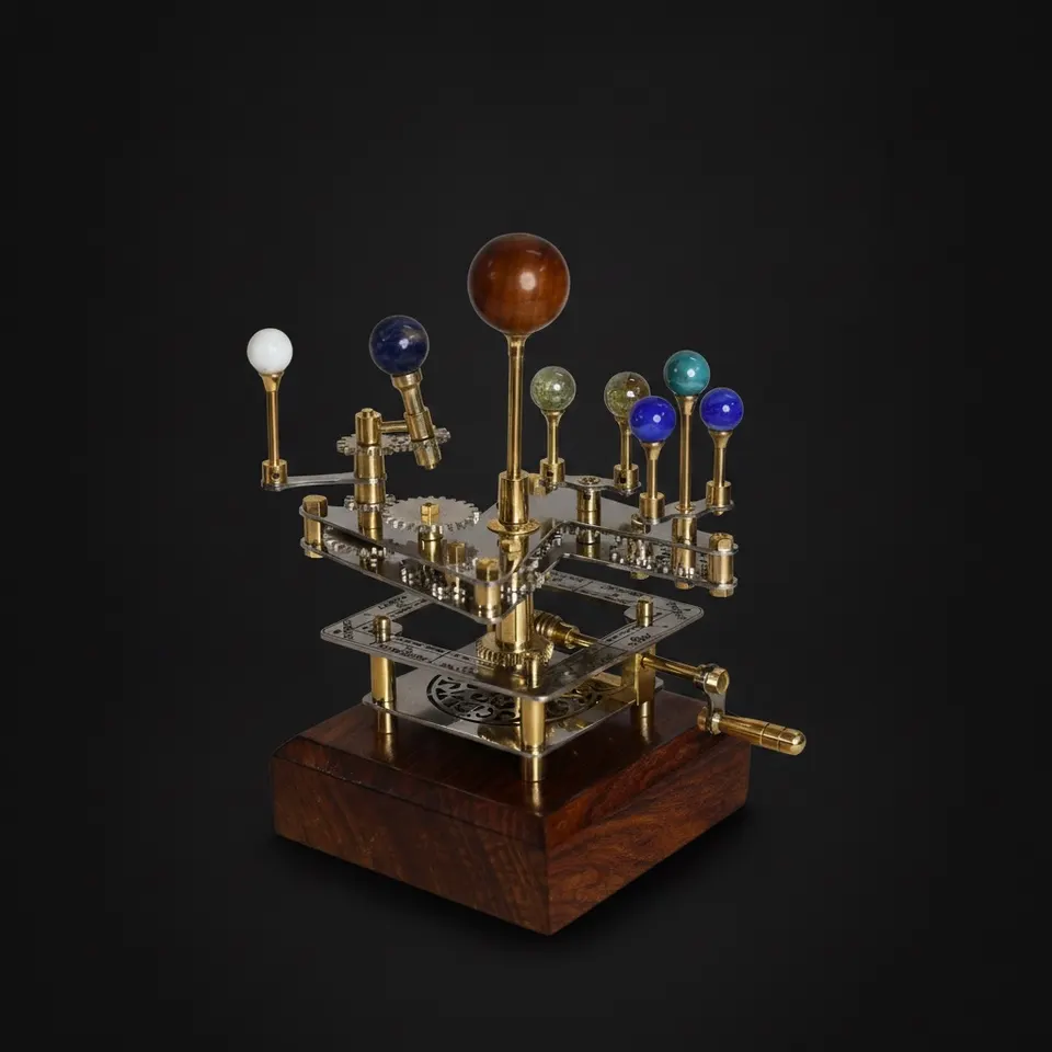 Brass Solar System Orrery, Compact Desk Edition