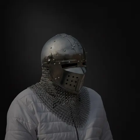 Crusader Knight Helmet — Wearable Chainmail Armor view 1