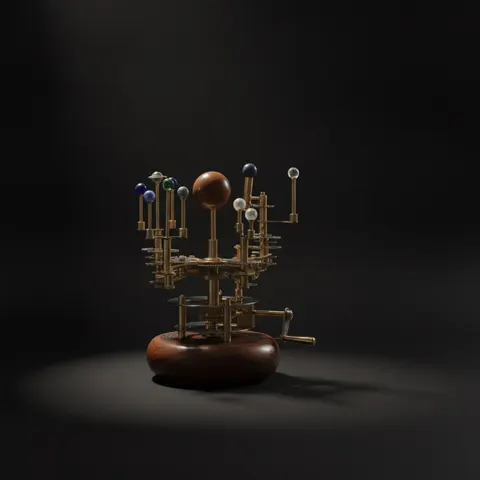 Royal-Finish Brass Solar System Orrery, Shelf view 1