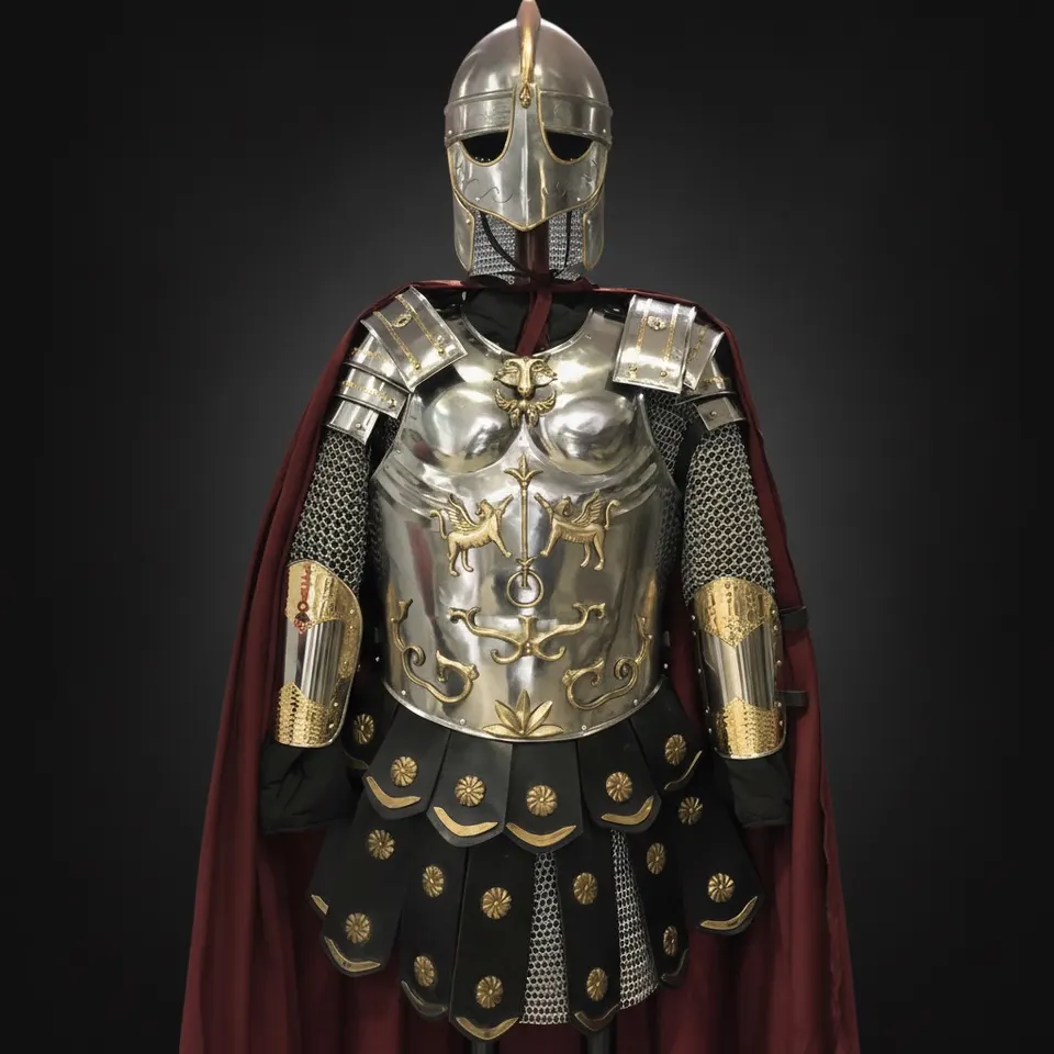 Greek Muscle Armor with Roman Cuirass and Viking Helmet Full LARP Set view 1