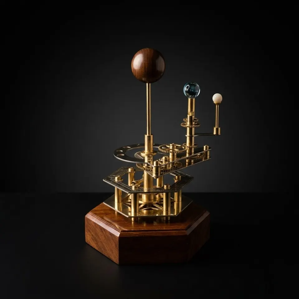 Brass Solar System Orrery, Shelf Display