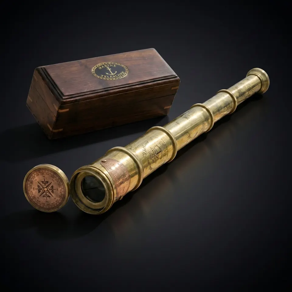 Brass Spyglass Telescope 17.5" with Wooden Box