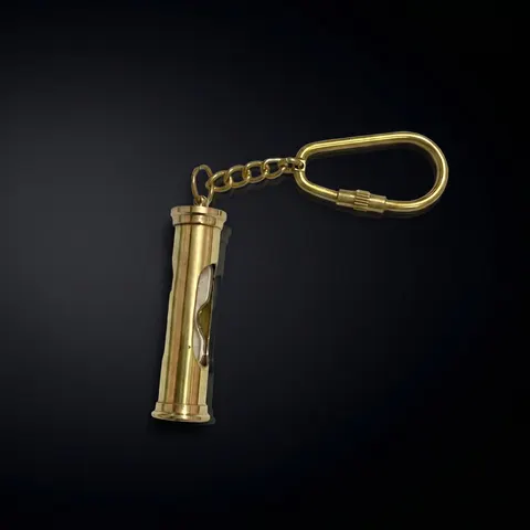 Mini Brass Sand Timer Keychain view 1