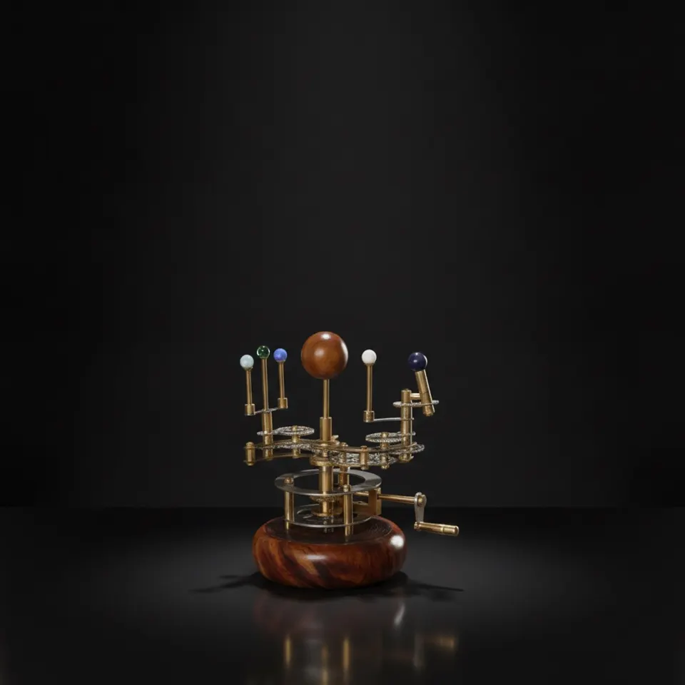 Antique-Finish Brass Solar System Orrery, Shelf