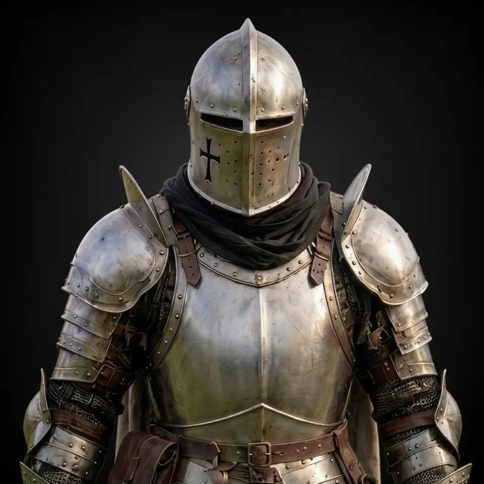 Medieval Knight Barbuta Wearable Armor with Crusader Steel Design