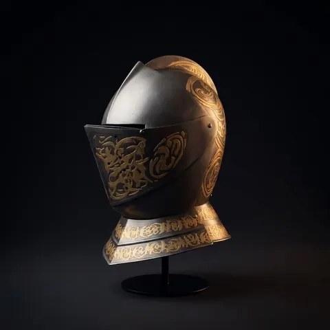 Aurelian Engraved Knight Helmet — Gold Etching view 1