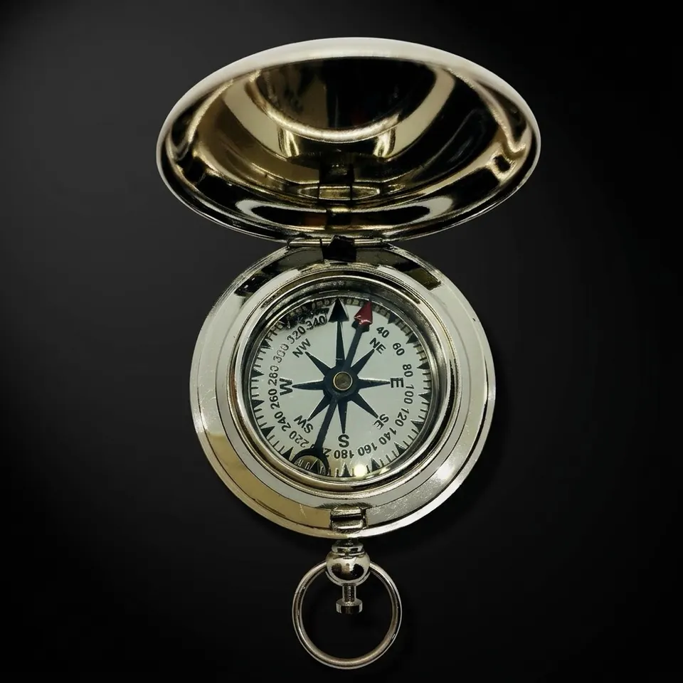 Push Button Compass, Nickel-Plated