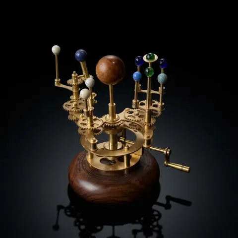 Brass Solar System Orrery, Shelf Display view 1