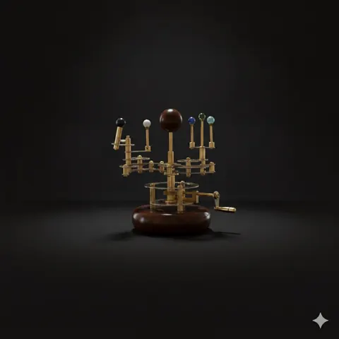 Brass Solar System Orrery, Shelf Display view 1