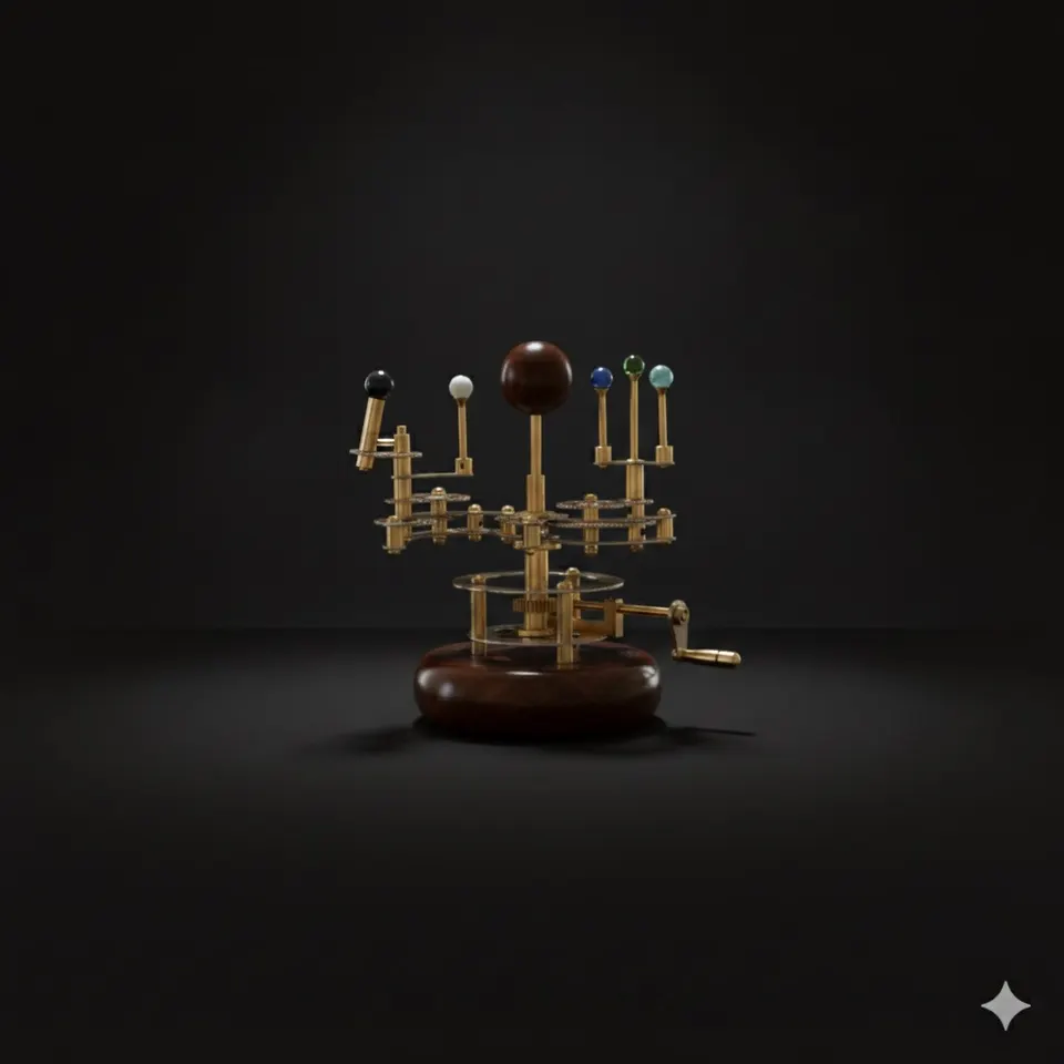 Brass Solar System Orrery, Shelf Display