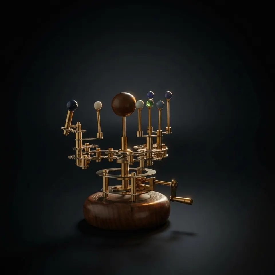 Brass Solar System Orrery, Shelf Display