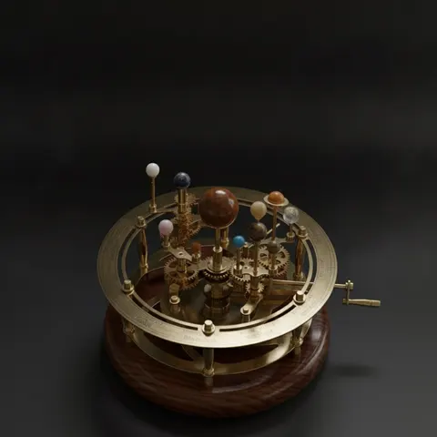 Vintage-Style Brass Solar System Orrery, Museum view 1