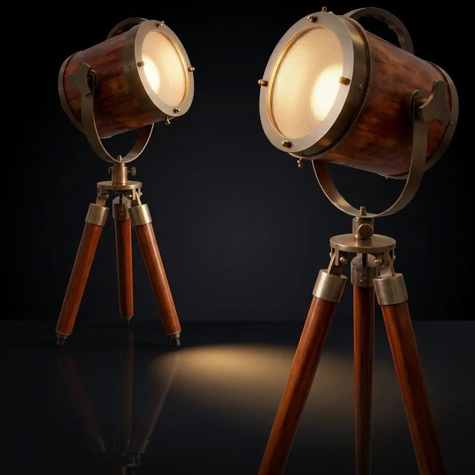 Wooden Spotlight on Wooden Tripod