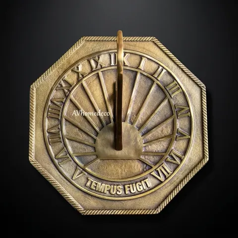 Octagonal Brass Garden Sundial Outdoor view 1