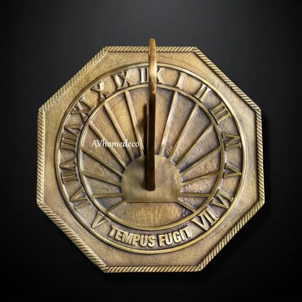 Octagonal Brass Garden Sundial Outdoor
