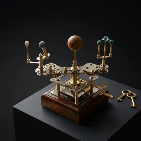 Brass Solar System Orrery, Shelf Display view 1
