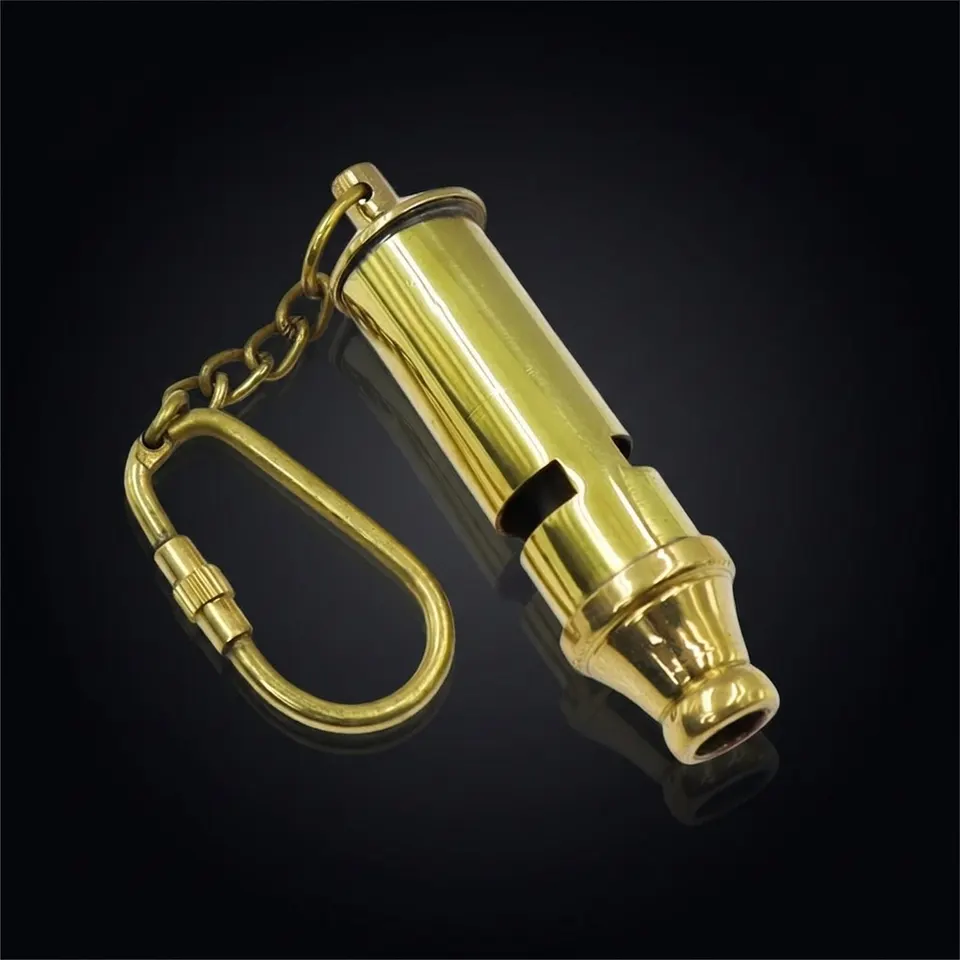 Brass Metropolitan Police Whistle Keychain view 1