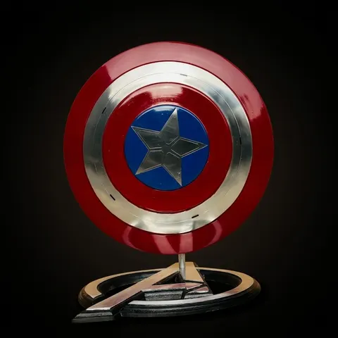 Steel Captain America Shield with Steve Rogers view 1