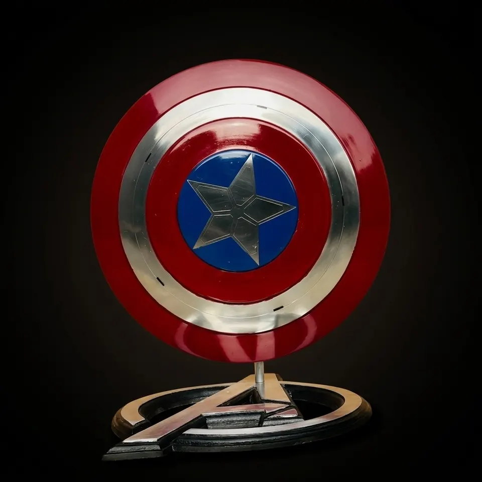 Steel Captain America Shield with Steve Rogers