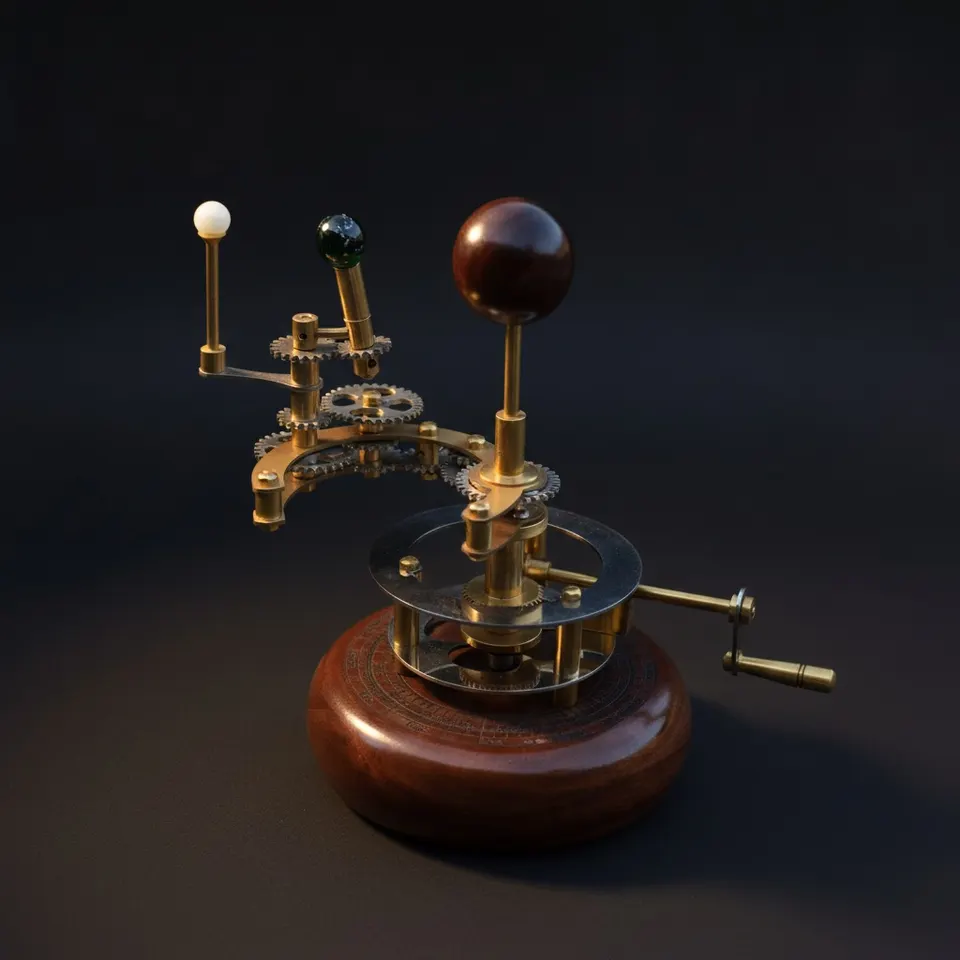 Brass Solar System Orrery, Shelf Display