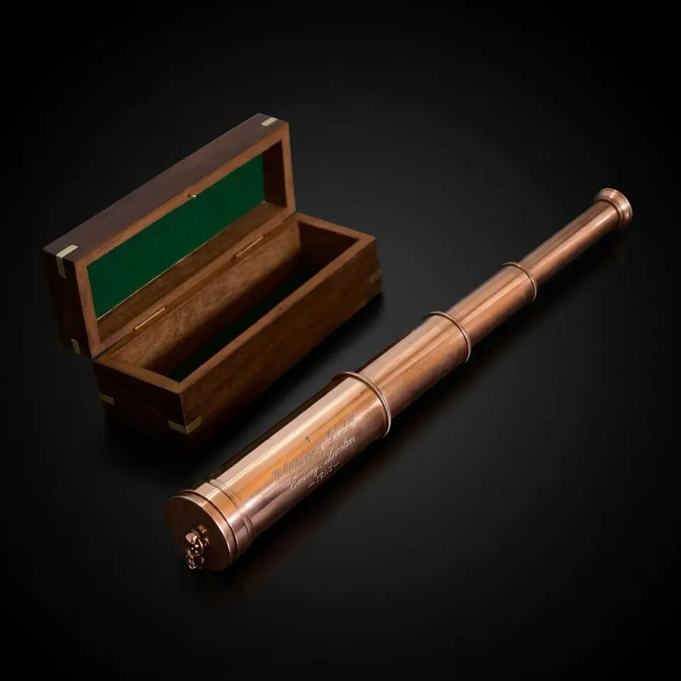 Copper Spyglass Telescope 17" with Wooden Box