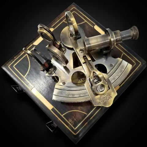 Black Antique Brass Sextant with Black Wooden Box view 1