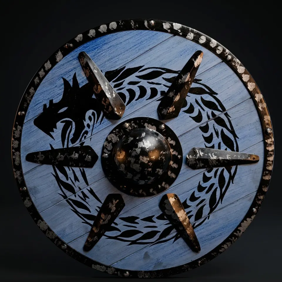 Viking Dragon Shield with Medieval Wooden Battle LARP, 24 Inch